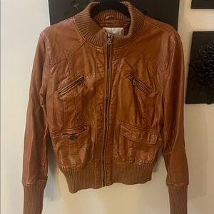 Cognac Brown Bomber Jacket